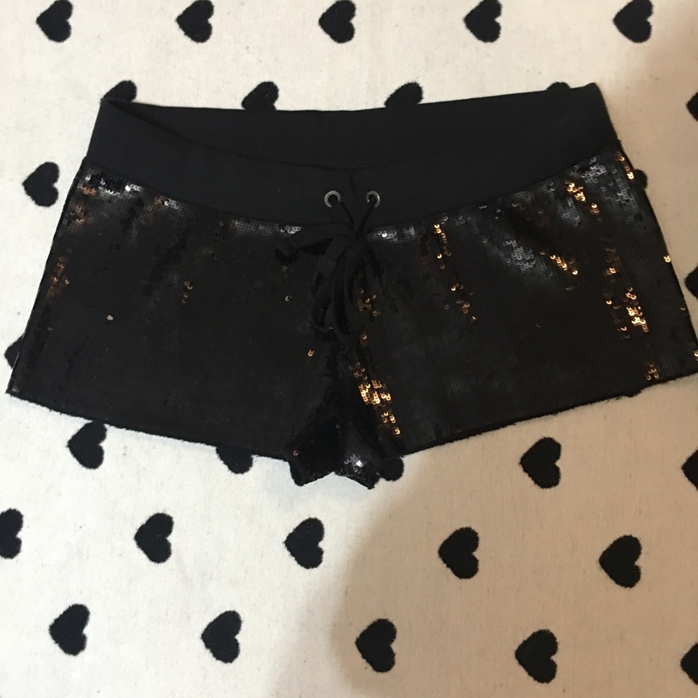 NWT pink Victoria’s Secret black sequin shorts